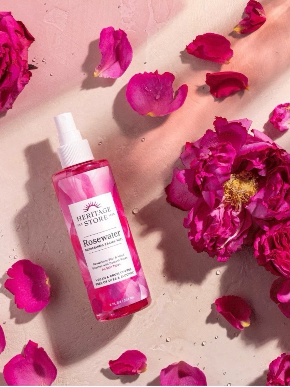Heritage Rosewater Refreshing Facial and Hair Mist Smoothes and Softens
